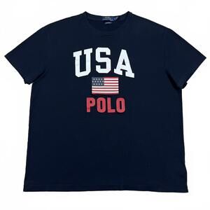 Polo Ralph Lauren Mens USA Polo Flag T Shirt Blue Size Large